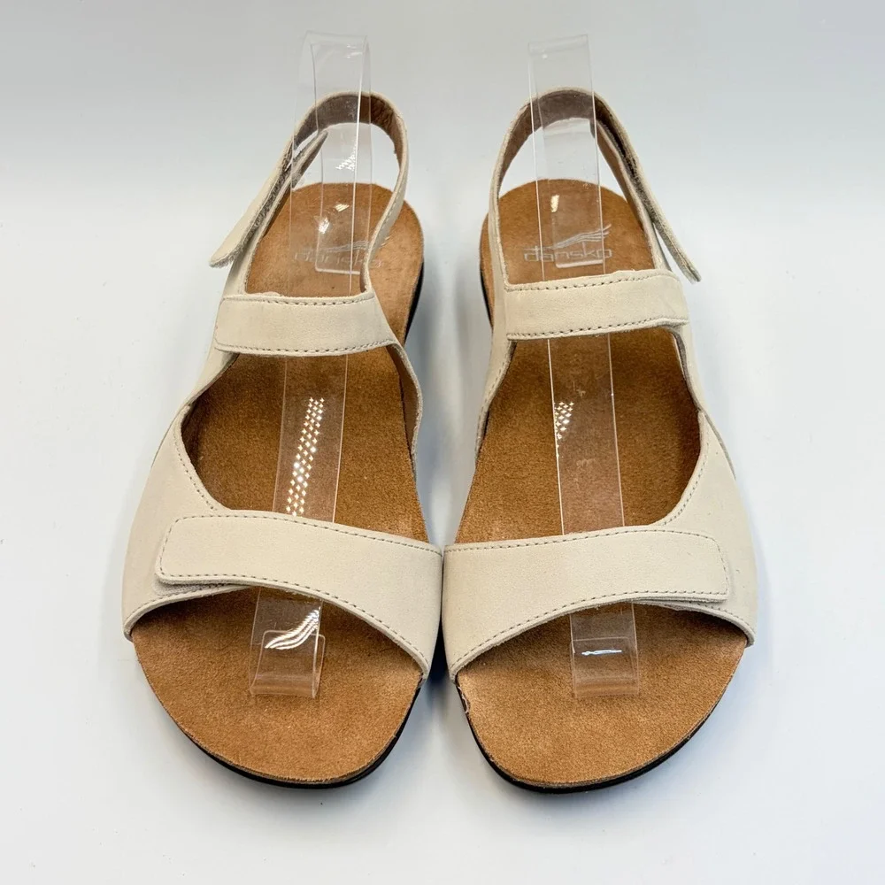 Dansko Ronda Cork‎ Sandals Nubuck Ivory Triple Strap Comfort Womens 40 US 9.5-10